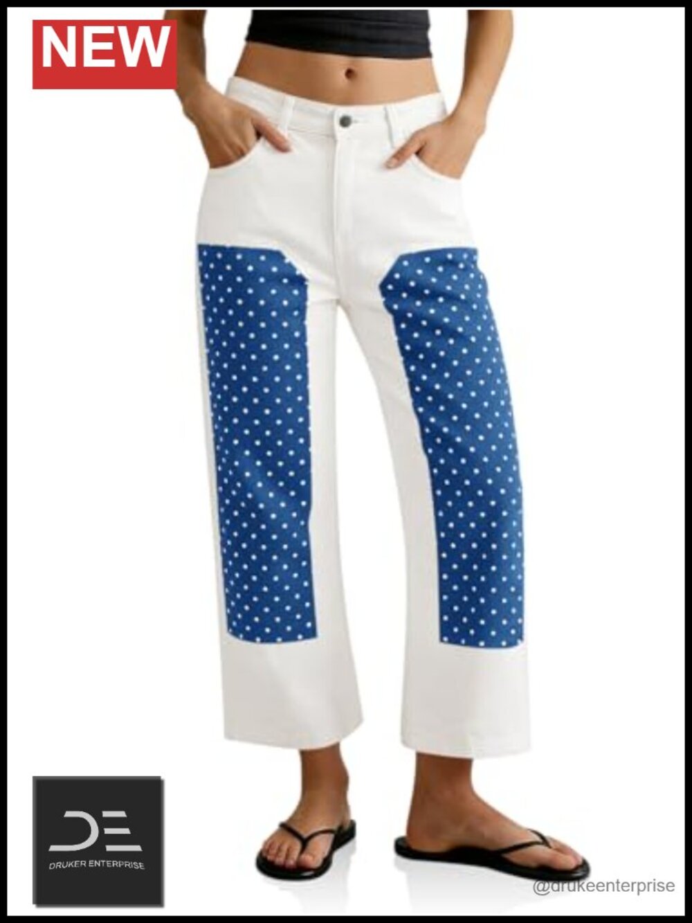 High Waisted Cropped Patchwork Barrel Wide Leg Jeans Y2K Denim